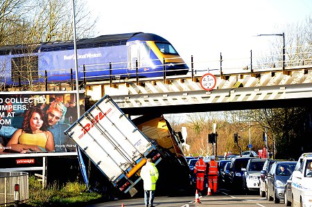 Lorry strikes bridge in Wootton Bassett Road, Swindon